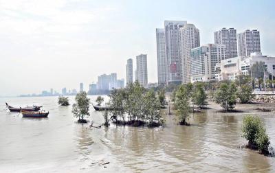 Prime spot: Luxury condominiums, hotels and a shopping centre dominate the landscape in Gurney Drive.