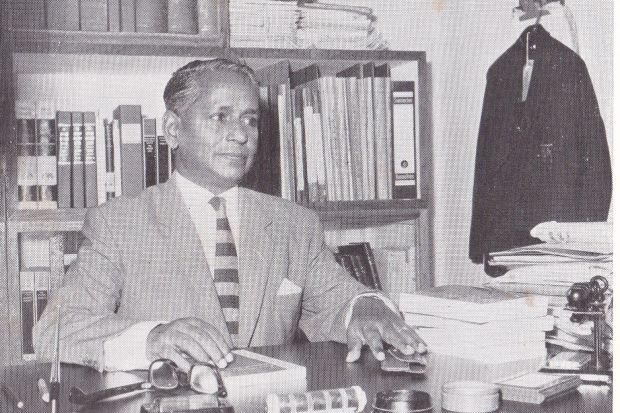 The educator: Ramanathan in his office in 1963. - Photo courtesy of MBS Heritage Centre