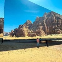 The world's largest mirrored building in Al-Ula, a stunning building of art, in the desert.