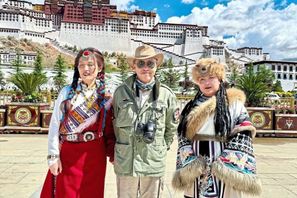In front of the Potala Palace in Lhasa, Tibet